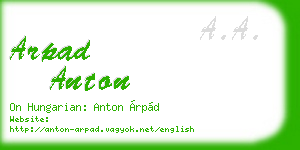 arpad anton business card